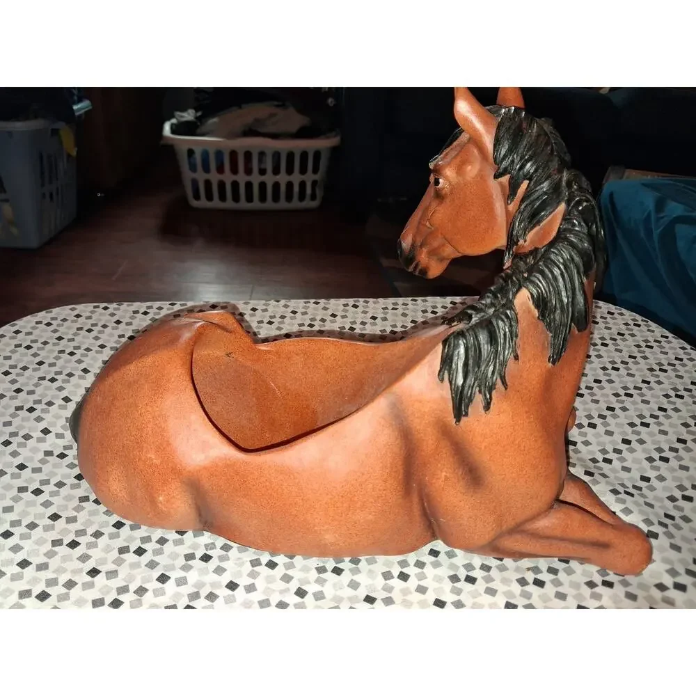 Sculpted Brown Horse Wine Bottle Holder Resin